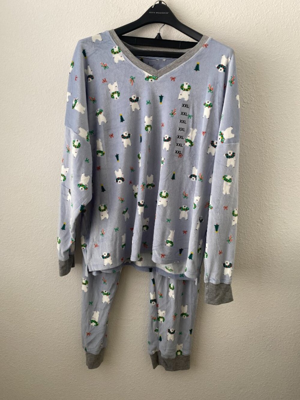 Cuddl Duds Size XXL Velour Fleece 2 pc Pajama Shirt & Joggers Blue Polar Bears